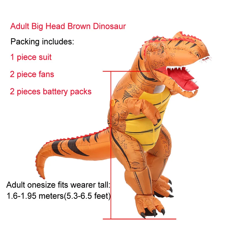 JYZCOS взрослый надувной костюм динозавра t-rex динозавр Косплей Костюм Хэллоуин костюм для женщин и мужчин вечерние надувные костюмы - Цвет: Adult brown