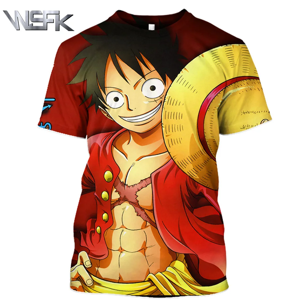 

WSFK One Piece Monkey D. Luffy Sports Short Sleeve 3D Anime Print Short Sleeve T-Shirt Men's Fashion Casual Sweatshirt