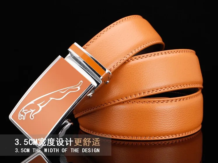 Автоматическая пряжка ремень для мужчин Леопардовый логотип ширина тела 3,5 см мужской кожаный известный бренд Роскошное дизайнерское, высокого качества бизнес