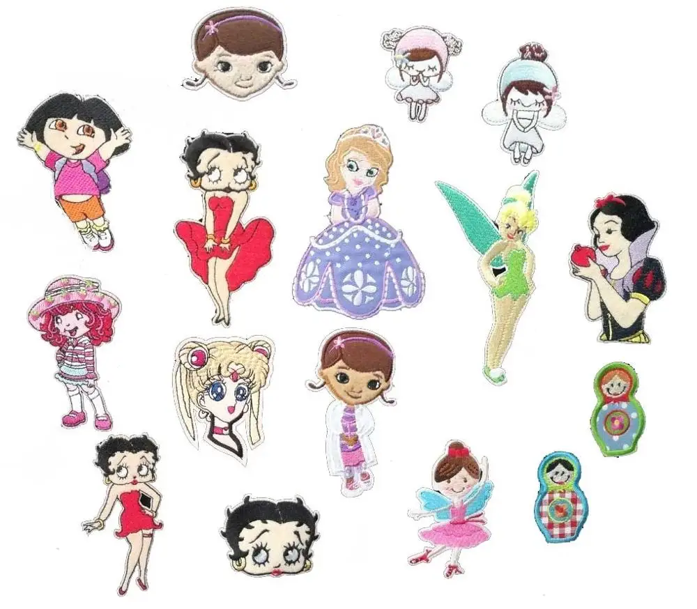 

Lovely girl iron On Patches cartoon kid's Appliques embroidered accessory badge