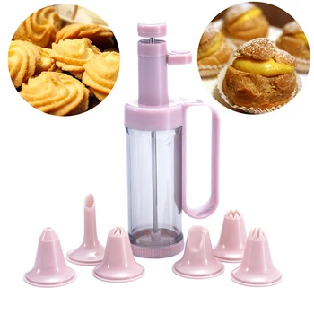 

Icing Piping Syringe Gun + 6 Nozzles Fondant, Cookie Presses Sets, Cake Extruder Machine Making Gun,Biscuit Maker