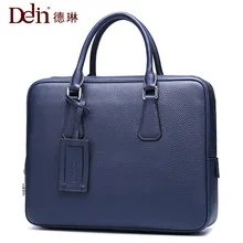 2018 Delin Delin leather business men bag handbag men briefcase kraft computer bag Leather Designed Laptop Cow Leather