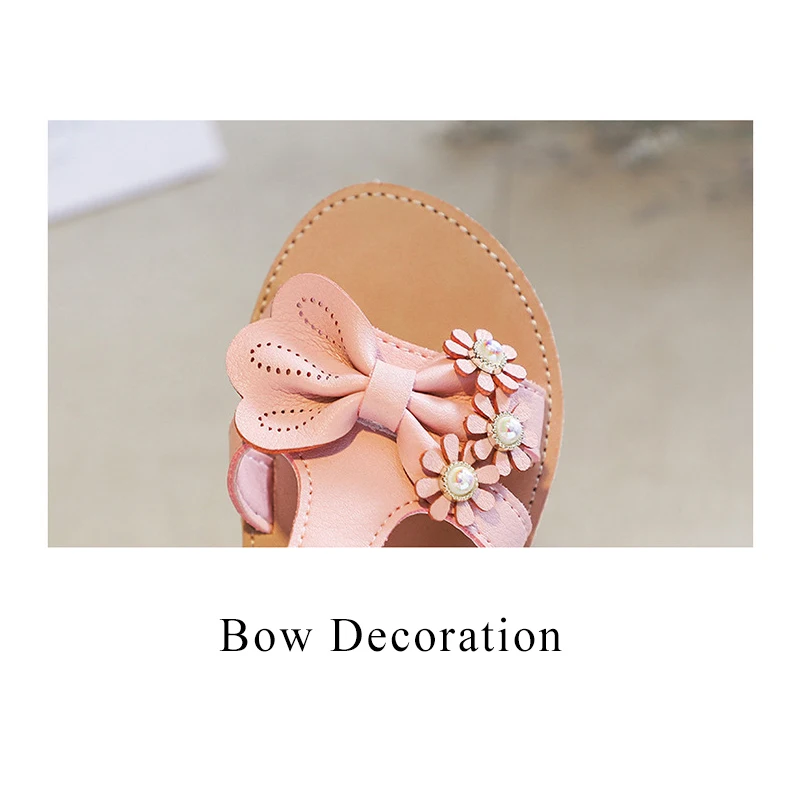 Girls sandals Princess shoes Kids Beach shoes Open-toe Sandals Children With Bowtie Non-slip Soft 2019 Summer Shoes Size 21-30