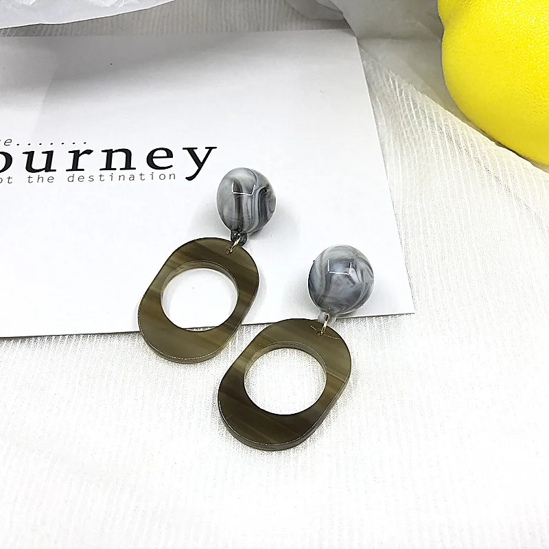 

Acetate geometric acrylic new Mashup retro style stud hollowed out simple small harbor wind stud earring