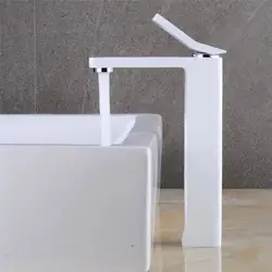 Ванная комната кран белый запеченные раковина смеситель Одной ручкой водопроводной воды смеситель для умывальника горячей и холодной