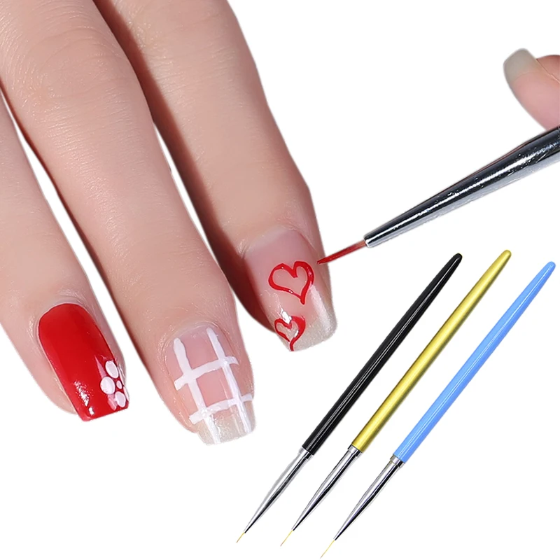 

YZWLE 1 Pack 3Pcs Nail Art Painting Liner Pen DIY Manicure Nails Brushes Kits Nail Decoration Art Brush Tool Accessories