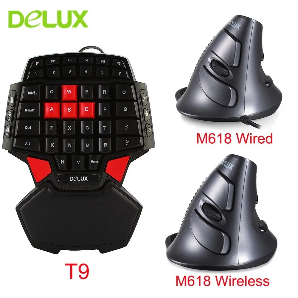 Delux keyboard and Mouse Combos Ergonomic keyboard Single One hand