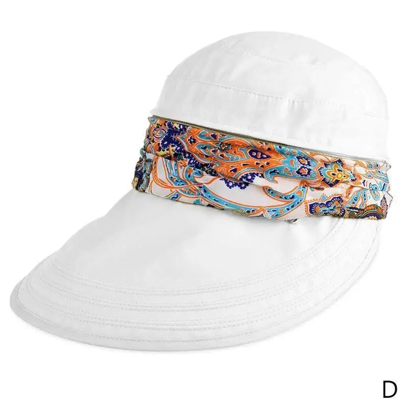 Lady Women Summer Outdoor Hat Cap Riding Anti-UV Sun Hat Beach Foldable Sunscreen Floral Print Caps Neck Face Wide Brim Hat - Цвет: D