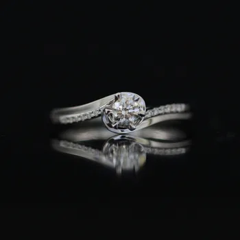

LASAMERO 0. 188 CT FG/SI Round Cut Modern Design Natural Diamond Ring For Women 18k White Gold Certified Engagement Wedding Ring