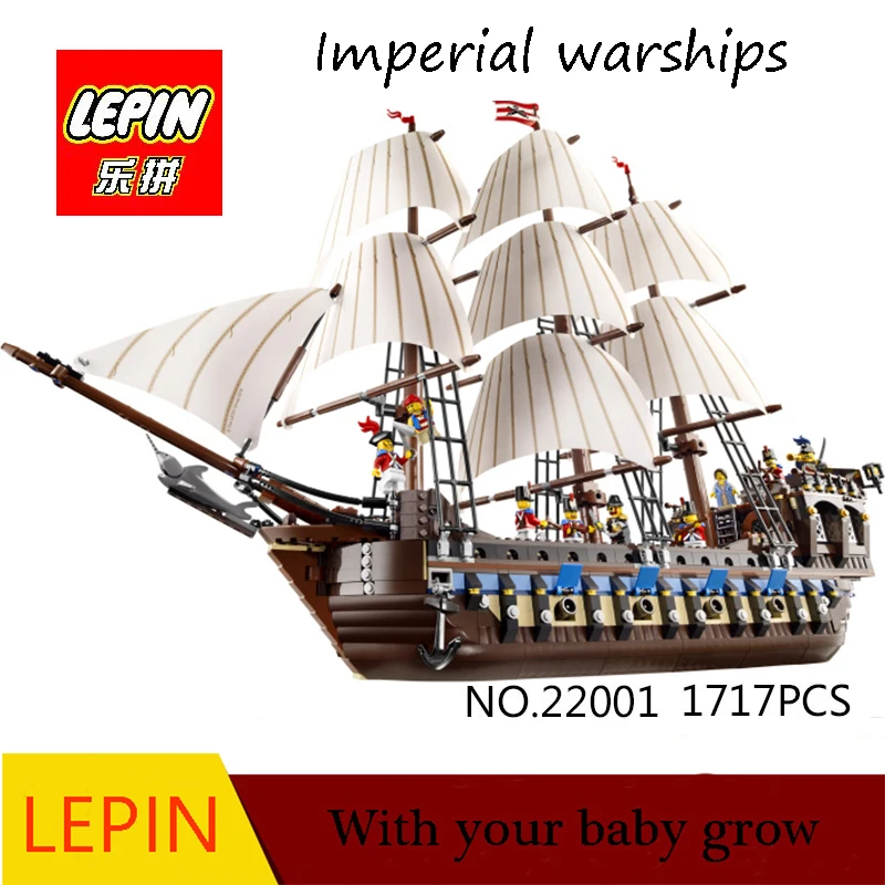 

DHL LEPIN 22001 Pirate Ship warships Model Building Kits Block Briks Boy Educational Toys Model Gift 1717pcs Compatible 10210