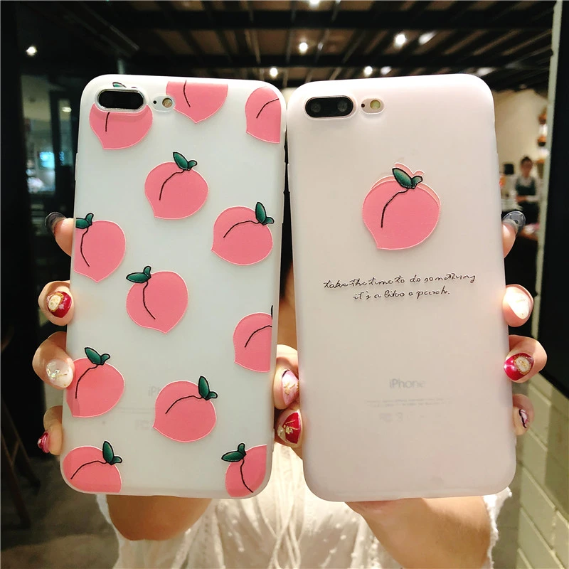

3D Relief Fruit Peach Flower Phone Case For iPhone 5 5S SE 7 6 6s 8 Plus Matte Soft Silicone Cover Case For iPhone X XS 7 8 case