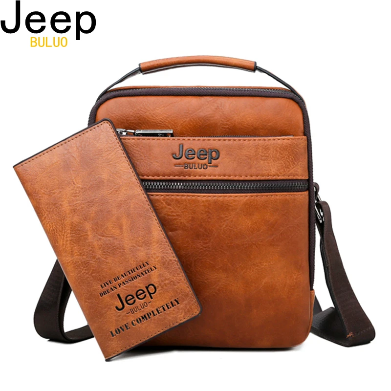 

JEEP BULUO New Men Messenger Shoulder Bags Split Leather Handbags For Men High Quality Man Bag Simple Style Fashion Business Bag