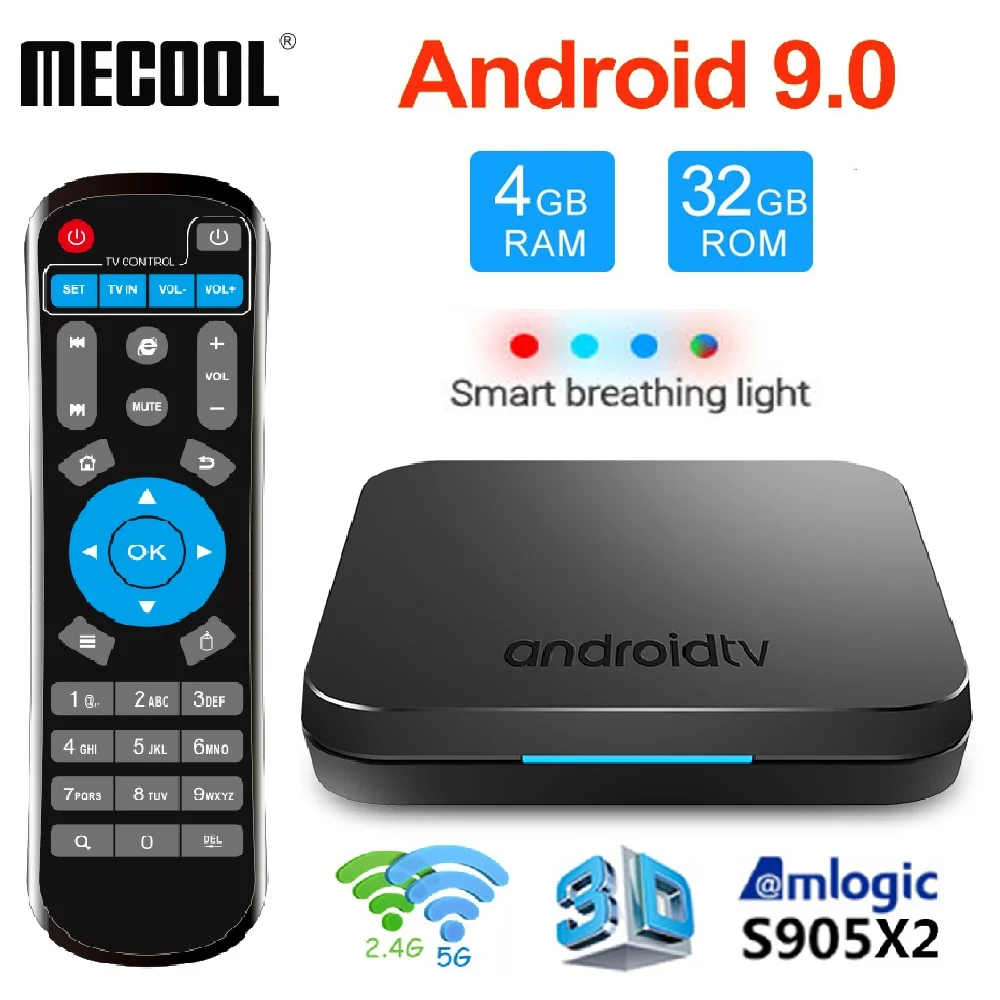 MECOOL KM9 DDR4 Android 9,0 Smart ТВ Box Amlogic S905X2 4 ГБ 32 ГБ, 64 ГБ USB3.0 4 K H.265 2,4G 5 ГГц Wi-Fi BT4.1 A ТВ Декодер каналов кабельного телевидения