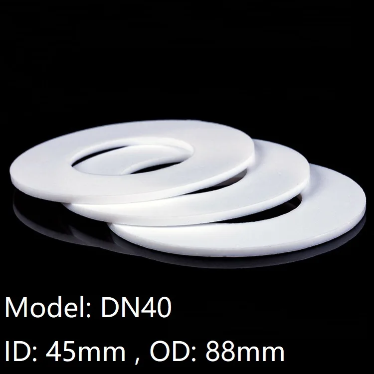

DN40 PTFE Spacer ID 45mm x 88mm OD Teflon Round Seal Flat Thickness 3mm Insulated Nontoxic O Ring Shape Washer Gasket White
