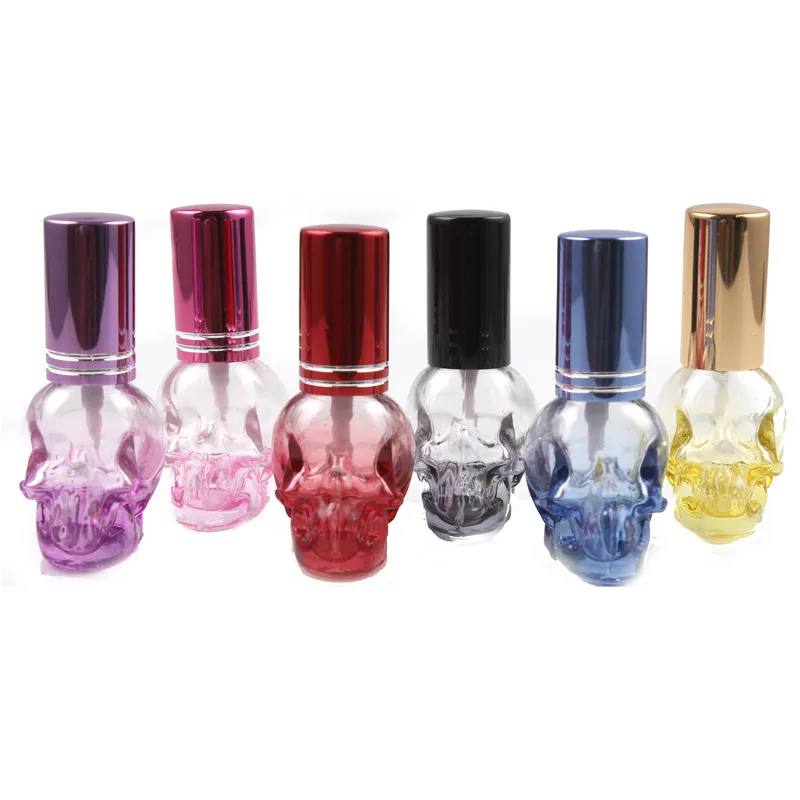 Harga 1 pcs 8 ML Hot sale skull disemprot warna parfum semprot botol botol kaca sampel percobaan travel Portabel