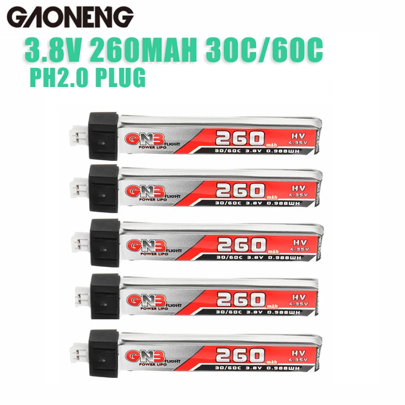 3/5/10 шт GAONENG 3,8 V 260 мА/ч, 30C/60C 1 S/550 мА/ч, 50C/100C HV Lipo Батарея PH2.0 разъем для US65 UR65 URUAV UR65 Mobula 7