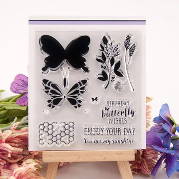 

Butterfly Hive Birthday Transparent Clear Silicone Stamp for Seal DIY Scrapbooking Photo Album Decorative Clear Stamp Sheets