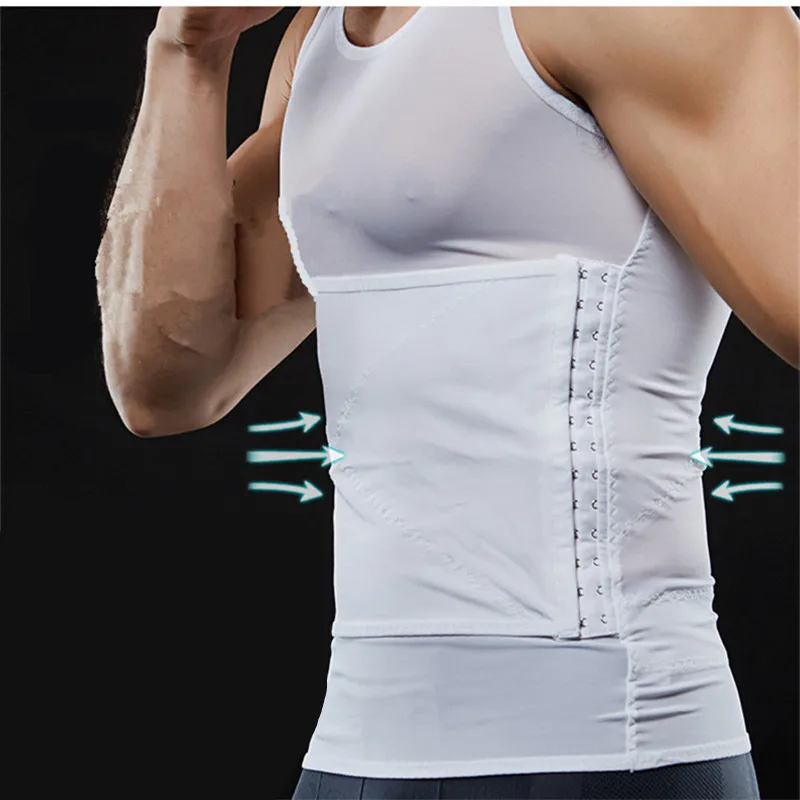 Online Hot Pembentuk untuk Pria Pinggang Pelatih Pelangsing Tubuh Pembentuk T Shirt Pelangsing Perut Perut Membakar Lemak Reducer Korset Hitam Putih
