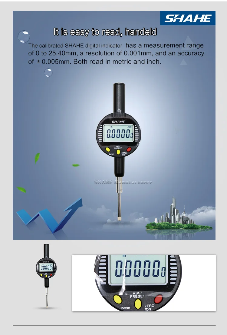 Shahe 0-25 мм электронный цифровой индикатор 0,001 мм измерительные приборы индикатор цифровые индикаторы