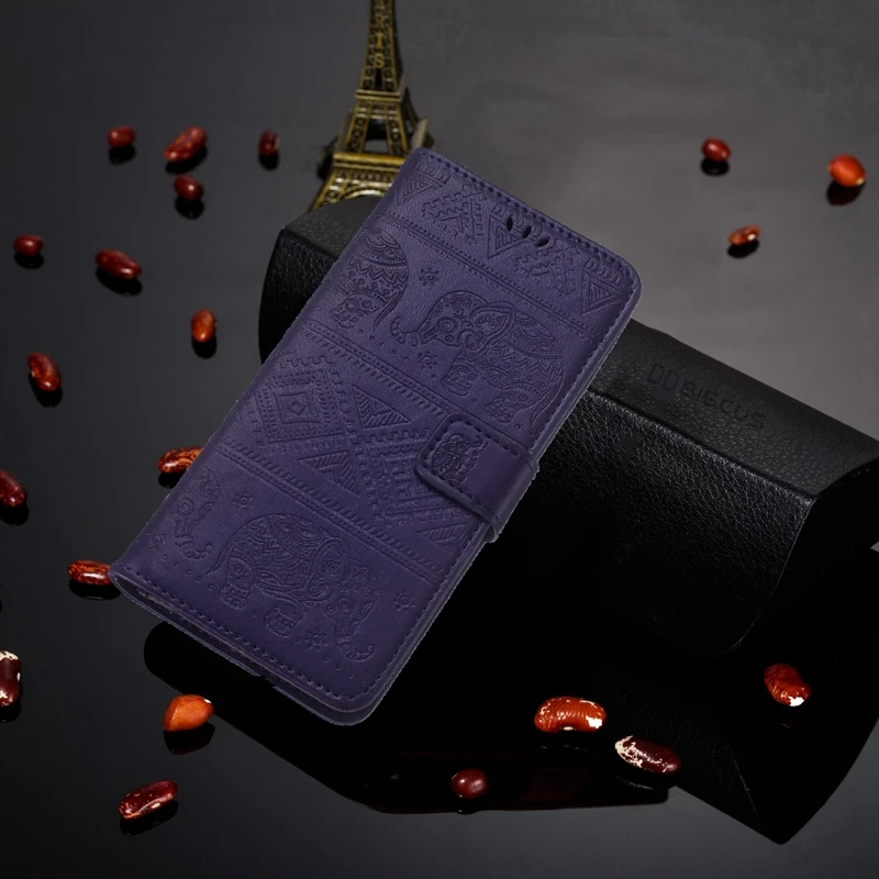 3D Слон pattern Флип Чехол Для samsung Galaxy A70 A50 A30 A20 A40 A10 M10 M20 M30 A6 A8 плюс J8 A7 Стильный чехол-портмоне из кожи - Цвет: Purple