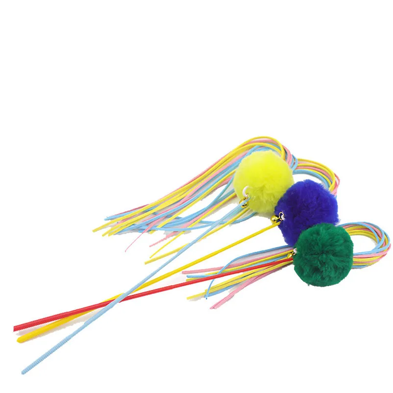 High Quality Pet Cat Toy Newly Design Pet Cat dogs Toy Colorful Funny Cat Bell Hair Ball Tassel Funny Cat Pole supplies A28 (4)