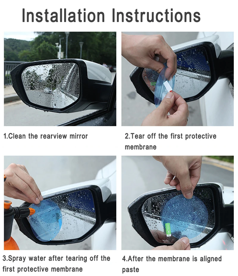 Автомобильная дождевая пленка заднего вида зеркальная защитная пленка противотуманная мембрана антибликовый Водонепроницаемый непромокаемый автомобильный зеркальный экран