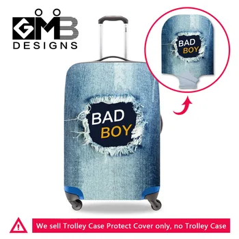 

Vintage Denim Elastic Stretch Luggage Protective Cover For 18-30 Inch Trunk Case Bad Boy Letter Print Suitcase Cover With Zipper