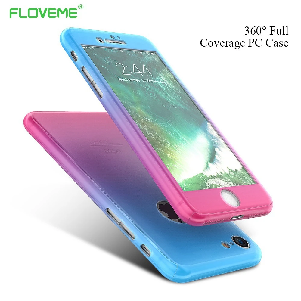 

FLOVEME 360 Degree Full Coverage Gradient Candy Color Case For iPhone 7 6s 6 Case Girly Cover For iPhone 7 6s 6 Plus Shells
