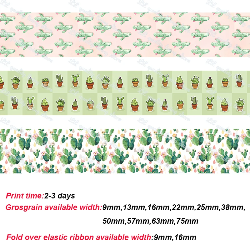 

New Cactus character printed grosgrain ribbon hairbow headwear party decoration diy wholesale Gift Wrapping Ribbon 50 yards