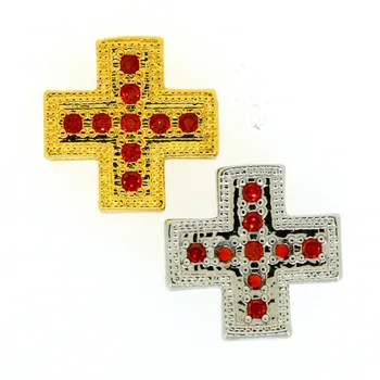 

12mm Tiny Cross Charm Pave Red CZ Gold Silver Color 2mm Hole Connector Spacer Bead Religious Charms For DIY Jewelry Making
