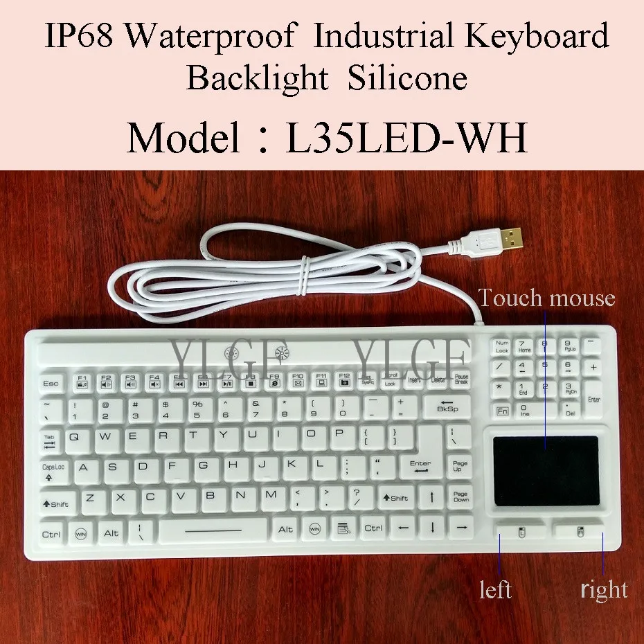 

YLGF L35LED-WH IP67, IP68, Waterproof keyboard, industrial keyboard, silicone, light, backlight, embedded,LED backlight