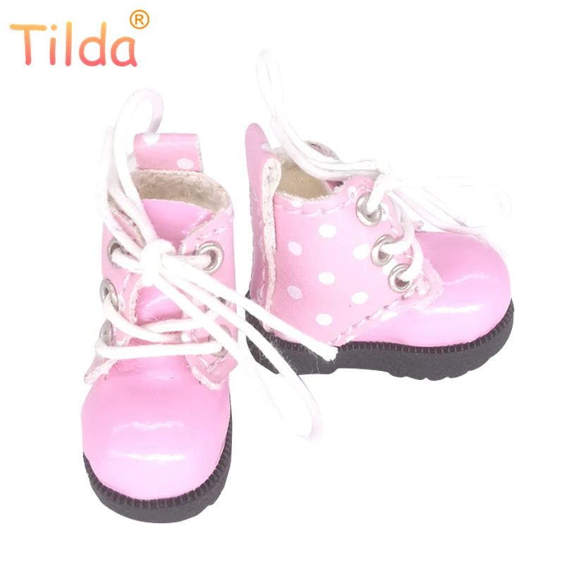 Куклы ботинки Tilda для кукол Blyth Размер 3 2 см 1/8 дюйма кожаные туфли в горошек BJD
