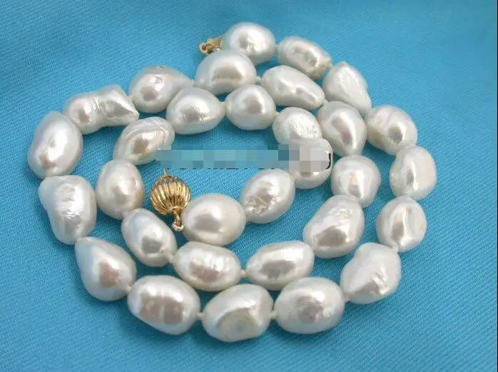 

FREE SHIPPING HOT sell new Style >>>>WOW 12mm Baroque white freshwater pearls necklace E909