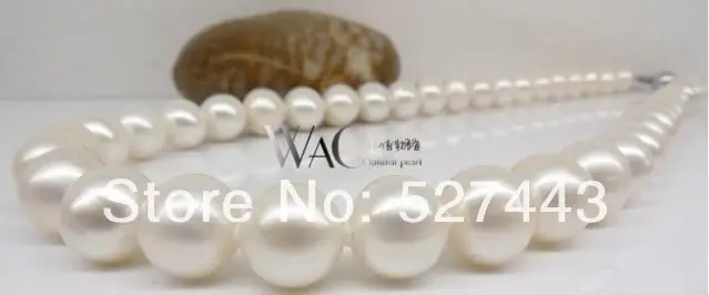 

Wholesale free shipping HUGE 18"13-14MM SOUTH SEA PERFECT ROUND WHITE PEARL NECKLACE