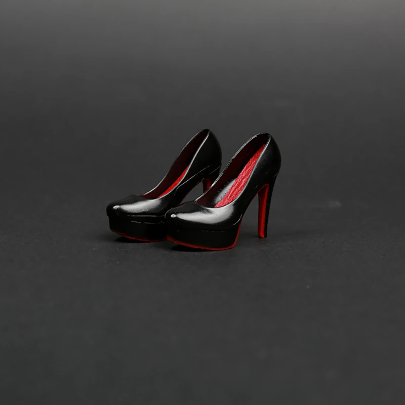 1//12 Phicen BLACK SHOES HIgh Heel For 6” Miniature Doll 1:12 Dollhouse Footwear