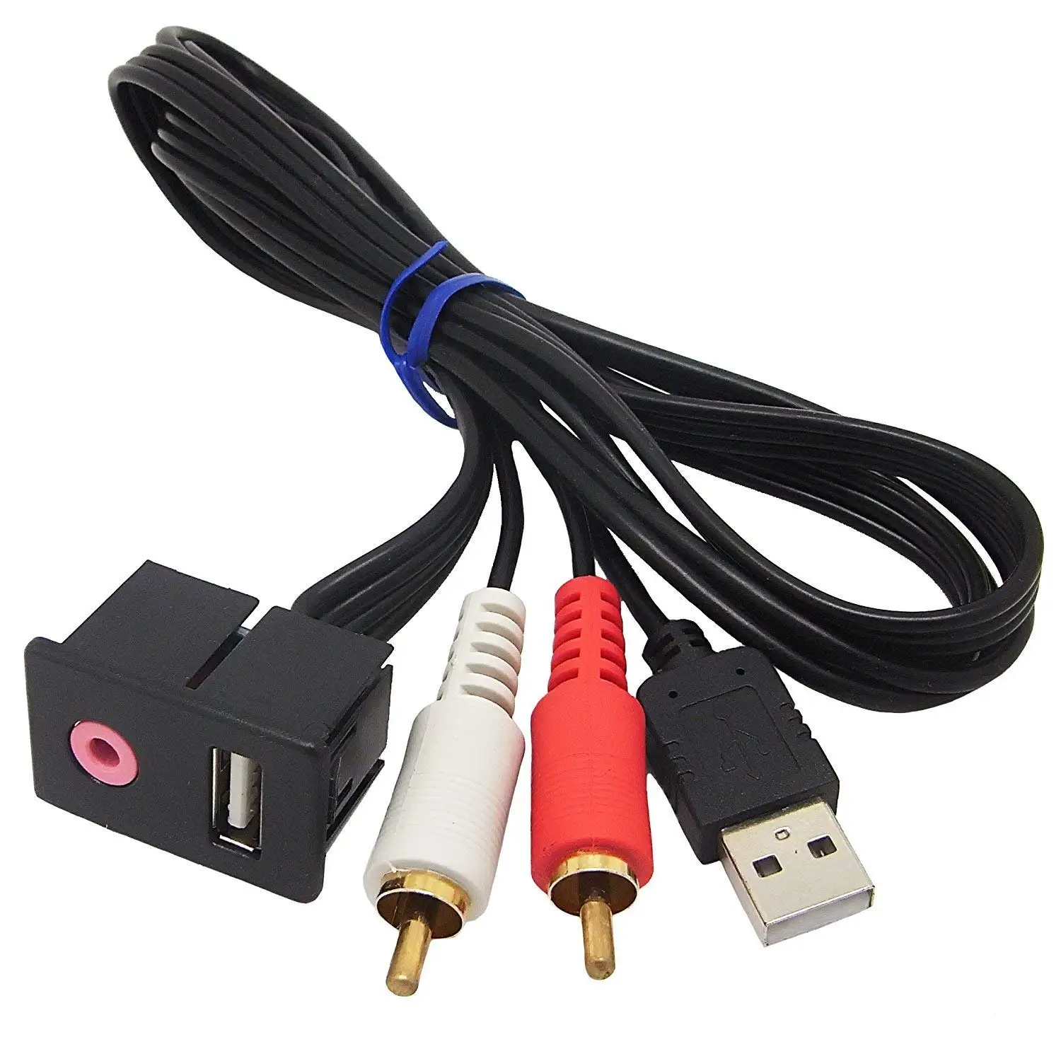 

1.5M Universal Flush Mount Cable, USB & 3.5mm AUX Headphone Mount Flush Panel Mount Modified Socket Cable for Volkswagen Toyota