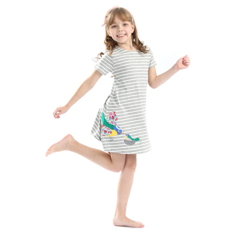 

Kids clothes for 3-12T girls dresses cotton applique baby summer clothing princess party girl dresses embroidery child frocks