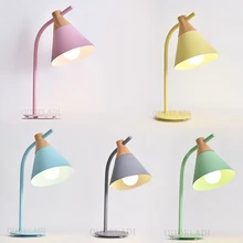 Современные скандинавские деревянные железные абажур настольные лампы/торшеры креативная спальня гостиная прикроватные лампы серии macaron