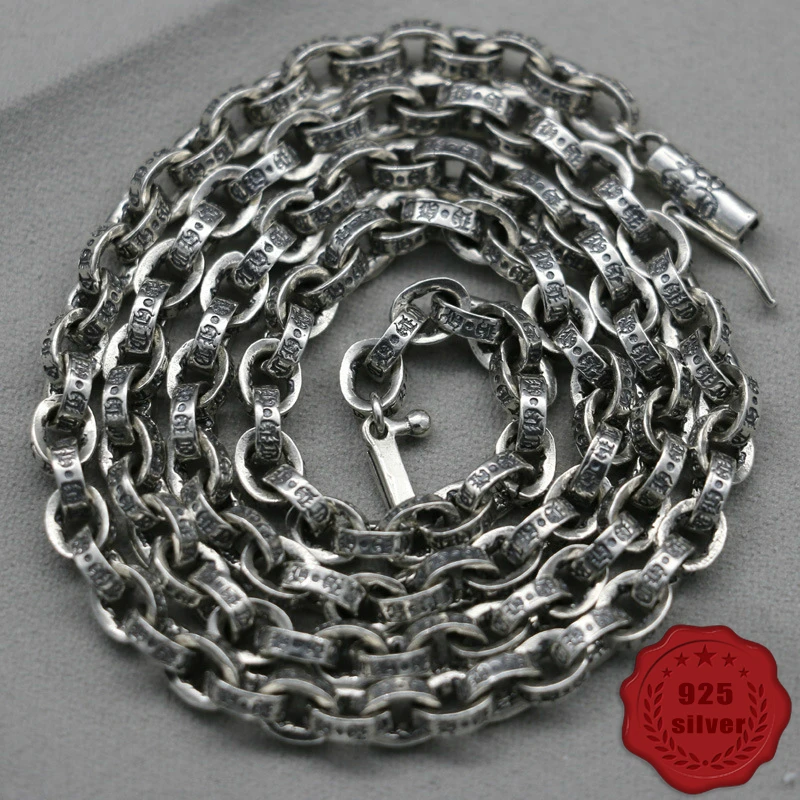 

925 sterling silver necklace retro punk hip hop rock style domineering chain letter sweater chain gift 2018 new hot sale