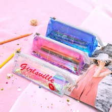 Iridescent Laser Pencil Case Quality PU School Supplies Bts Stationery Gift Pencilcase School Cute Pencil Box Bts School Tools new gold pencil case reversible sequin school supplies bts stationery gift cute pencil box pencilcase school tools pencil cases
