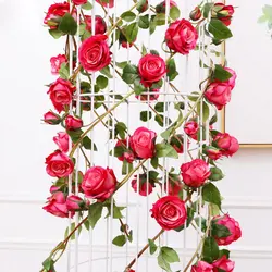1,5 м розы Искусственные цветы лоза DIY свадебная АРКА Роза Виноградная лоза дома Рождественский декоративный цветок
