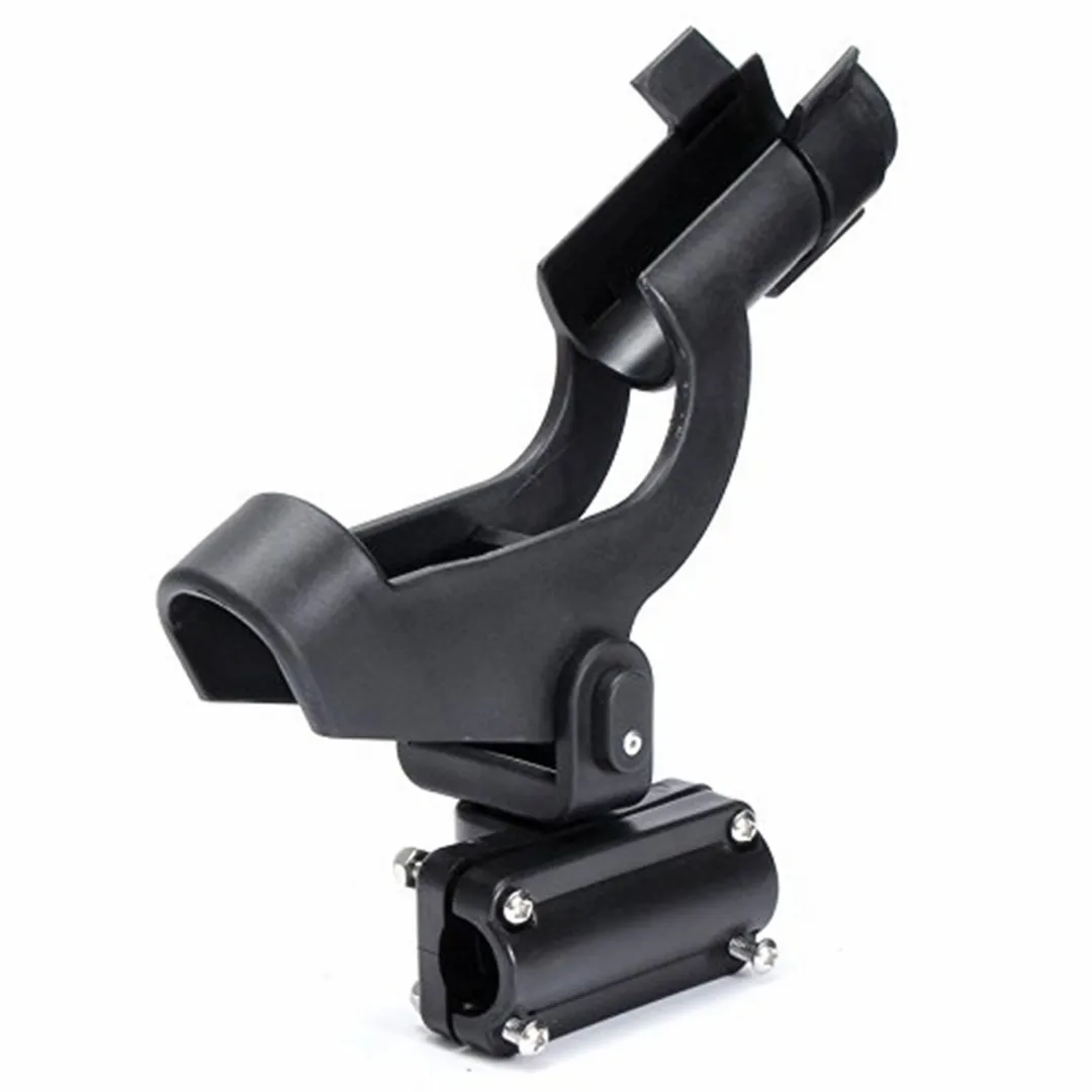 Adjustable Side Rail Mount Boat Raft Fishing Pole Rod Stand Holder Rest Black Fishing Tackle Accessories