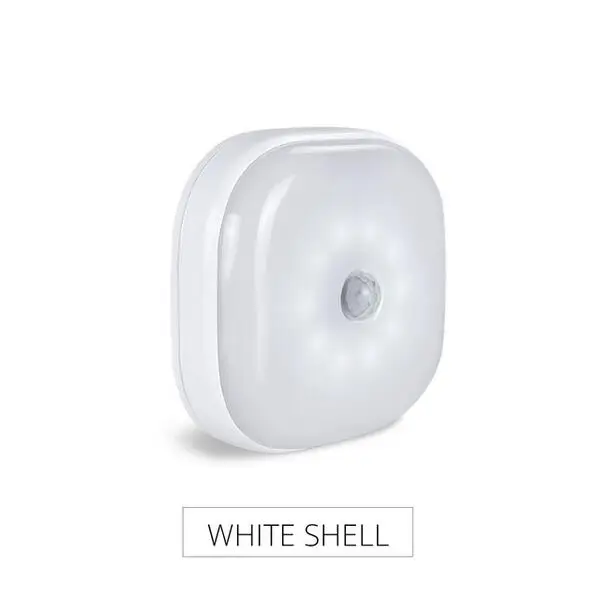 white shell Светодиодный ночник с PIR датчиком под шкафом, беспроводная умная лампа для Warbrobe гардероб лестница спальня кухня белый - Цвет: white shell