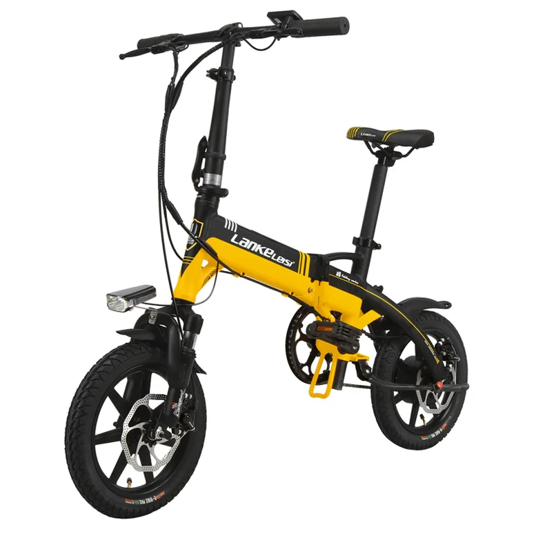 Sale 14 Inches Folding Bicycle, Integrated Magnesium Alloy Rim, Front & Rear Disc Brake, Suspension Fork Electric Bike 21