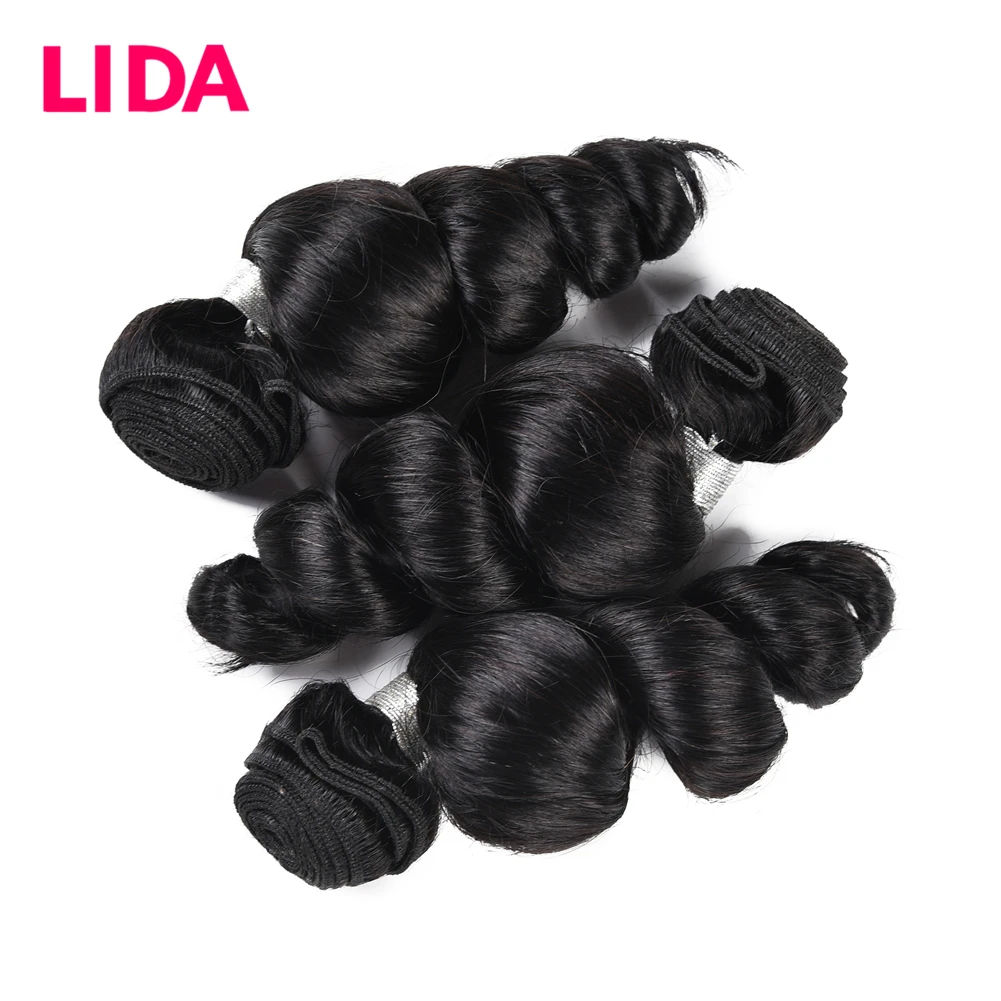 LIDA Brazilian Loose Wave Bundles Human Hair 1/3/4 Bundles Deal 16-26inches Non Remy Hair Weave Extension On Sale