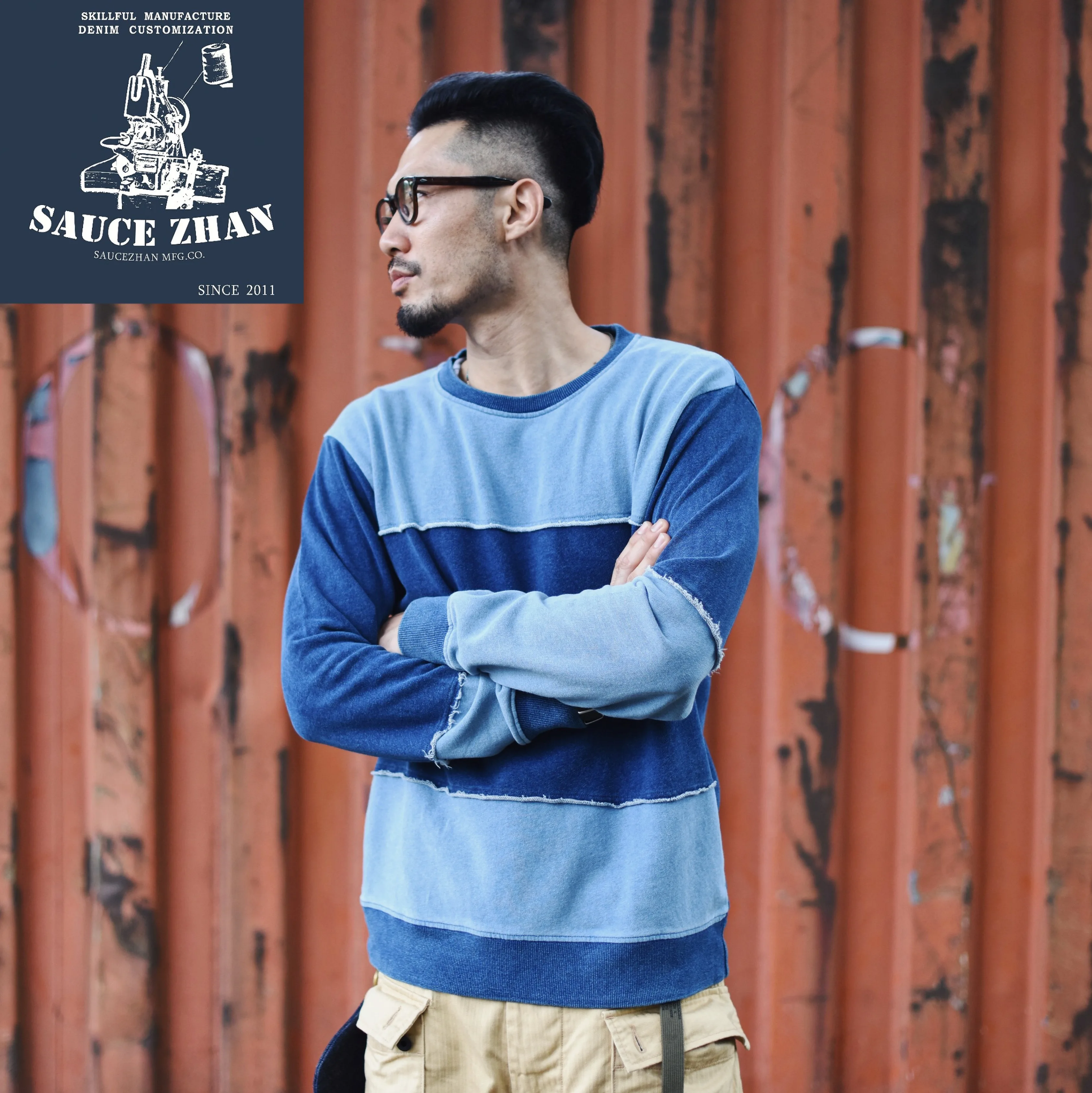 

Sauce-dipped Round Collar and Capless Men's Round Collar Patchwork Pure Cotton Pullover Autumn New Style sweatshirts men