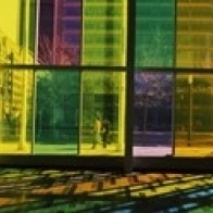 Multi-colored glass in a convention center  Palais De Congres De Montreal  Montreal  Quebec  Canada Poster (36 x 13)