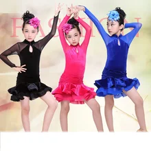 1 комплект) Детское платье для латинских танцев юбка латинские танцы платья для упражнений для девочек высокого качества ткани мягкий и удобный детский костюм