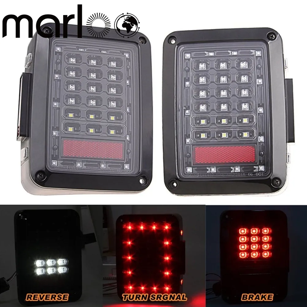 

Marloo LED Tail Lights Clear Lens For Jeep Wrangler JK JKU With Break Back Up Light Reverse Turn Parking Signal Lamp Assembly