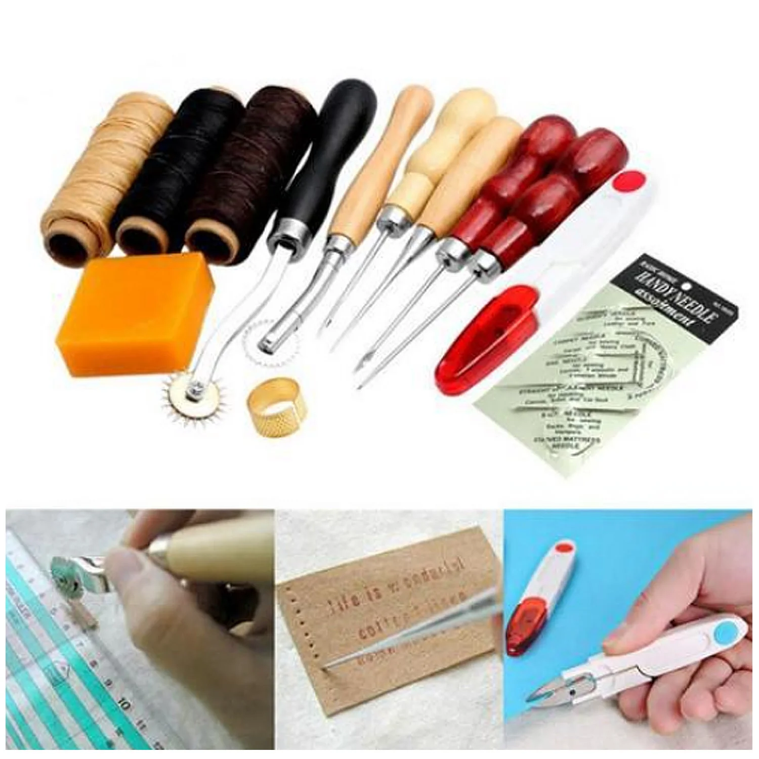 13pcs Handmade Leather Craft Leathercraft Hand Stitching Tools Set with